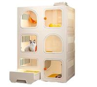 Gabbia Grande per Gatti A 2/3 Livelli Con Lettiera, Gabbia Per Gatti Fai-da-te Con Ruote, Gabbie Per Gatti Da Interno Con Lettiera, Villa Per Gatti Da Interno, Ampio Spazio(Size:71x46.5x106cm,Color:A)