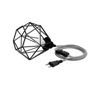 Gabbia luminosa 3 m di cavo tessile LEKA nero/bianco interruttore a spina