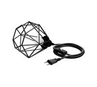 Gabbia luminosa 3 m di cavo tessile LEKA nero interruttore a spina + lampada LED