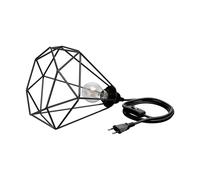 Gabbia luminosa grande 3 m cavo tessile LEKA nero interruttore a spina + lampada