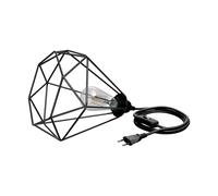 Gabbia luminosa grande 3 m cavo tessile LEKA nero interruttore a spina + lampada