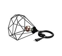 Gabbia luminosa grande 3 m cavo tessile LEKA nero interruttore a spina + lampada