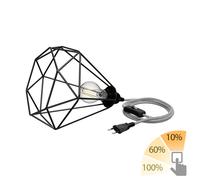 Gabbia luminosa grande cavo tessile LEKA nero/bianco interruttore a spina 3m