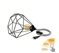 Gabbia luminosa grande cavo tessile LEKA nero/bianco interruttore a spina 3m