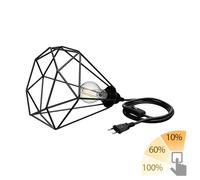 Gabbia luminosa grande cavo tessile LEKA nero interruttore a spina 3 m in 27