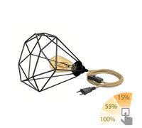 Gabbia luminosa grande LEKA cavo di canapa interruttore 3m + lampada E27 oro