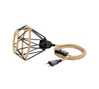 Gabbia luminosa nera con cavo in canapa Ø 155 mm Interruttore a spina LEKA e