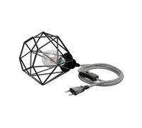 Gabbia luminosa piccola 3 m di cavo tessile LEKA nero/bianco interruttore a