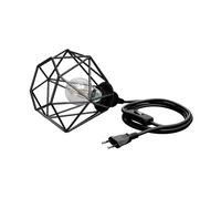 Gabbia luminosa piccola 3 m di cavo tessile LEKA nero interruttore a spina +