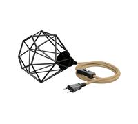 ledscom.de Gabbia luminosa piccola, LEKA con cavo di canapa, spina, interruttore e presa E27, 3 m