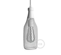 Gabbia paralume nudo bottiglia Magnum in metallo - Bianco