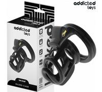 Gabbia pene in silicone e metallo Addicted Toys 8,5 cm per controllo BDSM, Taglia 6.8 cm x 4 cm, Colore Nero