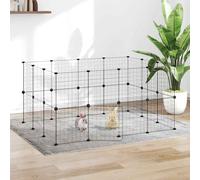 Gabbia per Animali 28 Pannelli con Porta Nero 140x105x70 cm Acciaio