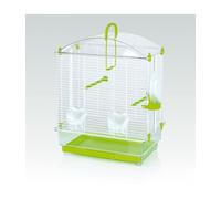 GABBIA PER CANARINI E PICCOLI VOLATILI CON FONDO IN PLASTICA VERDE + ACCESSORI