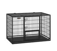 Gabbia per Cani, Casetta per Animali, 122 x 75,5 x 80,5 cm, per Cani di Taglia Media e Grande, Doppia Porta Rimovibile, Parco per Cani, XXL, Nero [TELAIO PESANTE, SICURO]Il telaio pesante e le 5 serra
