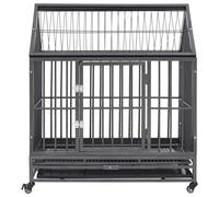 Gabbia per Cani con Ruote in Acciaio e Tetto 92x62x106 cm