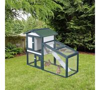 Gabbia per Conigli Animali in Lengo di Abete Doppia Porta 140 x 65 x 100cm Verde e Bianco Description:La conigliera da esterno PawHut sarà un rifugio comodo e sicuro per conigli e altri piccoli animal