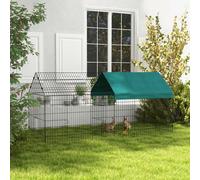 Gabbia per Conigli da Esterno e Interno a Casetta con Tettuccio, 220x85x103cm, Verde