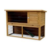 Gabbia per conigli da esterno | Gabbia a 2 ripiani per porcellini d'India | Casa in legno per piccoli animali | Grande - 136 x 50 x 92 cm