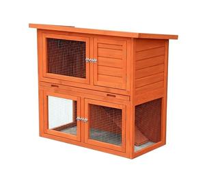 Gabbia per conigli da esterno | Gabbia per porcellini d'india a 2 livelli | Casa in legno per piccoli animali | Media, 104 x 52 x 92 cm