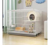 Gabbia per Conigli da Interno 2 Piani, Struttura di Crittografia Metallicas, la Parte Superiore può Essere Aperta, con Vassoio, Nido in Paglia, per Conigli, Scoiattoli(White,60 * 40 * 50cm)