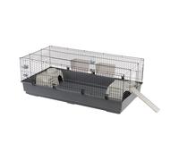FERPLAST Gabbia Roditori RABBIT 140 per Conigli, Cavie, Porcellini d'India, in Metallo, Accessori inclusi: Mangiatoie, Beverini, Ciotole, Casette, Rampa di accesso dall'esterno. 140x71xh51cm