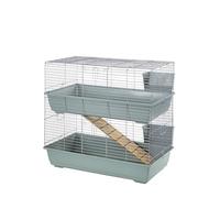 Gabbia per coniglio a doppio livello.