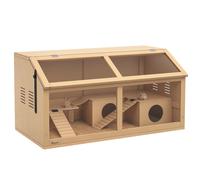 Gabbia Per Criceti Con Piattaforma, Scalette, Capanna E Ponte, In Legno Di Abete, 85x45x44 cm