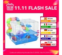 Gabbia per criceti Pawhut 46X30X37Cm con tubi Ruota per esercizi con rampa di alimentazione