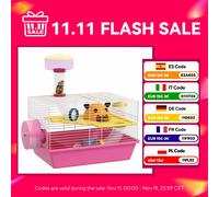 Gabbia per criceti Pawhut con ruota per esercizi waterer 34X27X25 cm Rosa