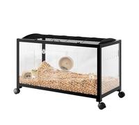 Gabbia per criceti, vista a 360°, gabbia per criceti trasparente, gabbia per piccoli animali, gabbia per topi ventilata con porta anteriore, gabbia per ratti, porcellini d'India, 96 x 47 x 50 cm