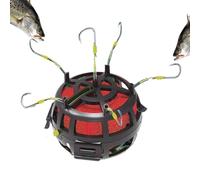 Gabbia per esche galleggianti per esche - Attrezzatura a 6 ami a 360 gradi girevole per avventure di campeggio in siluro luccio sportivo