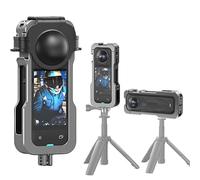Gabbia per fotocamera per Insta360 X5, custodia protettiva in lega di alluminio con 2 zampe pieghevoli magnetiche, copertura dell'alloggiamento della struttura in metallo con copriobiettivo