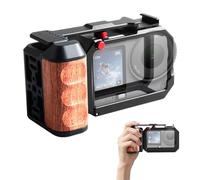 Gabbia per fotocamera verticale con maniglia laterale compatibile con DJI OSMO Action 6, gabbia divisa e impugnatura con barra di estensione dell'otturatore a altalena e supporto per scarpa fredda