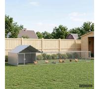 Gabbia per Galline con Tetto e Giardino 2 pz Argento