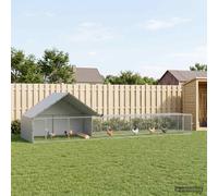 Gabbia per Galline con Tetto e Giardino 2 pz Argento