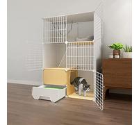 Gabbia Per Gatti A 2/3 Livelli, Recinto Fai Da Te Per Gatti, Recinto Per Animali Domestici Con Cassetto, Lettiera, Cucce In Filo Metallico Staccabile, Grande Spazio Per L,Yellow-c-75*49*111CM(1)