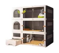 Gabbia per Gatti A 3 Livelli Grande Gabbia per Gatti da Interno con Lettiera Nido per Gatti con Prese D'aria Recinto per Gatti Spazio Extra Large per 2-3 Gatti,Grey-106 * 46 * 106