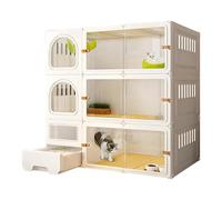 Gabbia per Gatti A 3 Livelli Grande Gabbia per Gatti da Interno con Lettiera Nido per Gatti con Prese D'aria Recinto per Gatti Spazio Extra Large per 2-3 Gatti,White-106 * 46 * 106