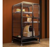 Gabbia per Gatti Box per Gatti in Metallo Gabbia per Animali Domestici con Vassoio Piccolo Animale Elosure con 4 Ruote Girevoli Gattino per Gattini in Metallo Pieghevole Cuc, Black-b, 78 * 55 * 105CM