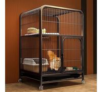 Gabbia per Gatti Box per Gatti in Metallo Gabbia per Animali Domestici con Vassoio Piccolo Animale Elosure con 4 Ruote Girevoli Gattino per Gattini in Metallo Pieghevole Cuc, Black-b, 70 * 55 * 75CM