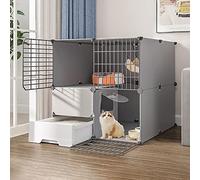 Gabbia per gatti con lettiera, gabbia fai da te per animali domestici, recinto per gatti da interno per piccoli animali, cuccia staccabile per gatti, luogo di esercizio ideale per 1-3 gatti, 75x95x73