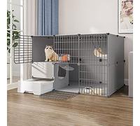 Gabbia per gatti con lettiera, gabbia fai da te per animali domestici, recinto per gatti da interno per piccoli animali, cuccia staccabile per gatti, luogo di esercizio ideale per 1-3 gatti, 111x95x7