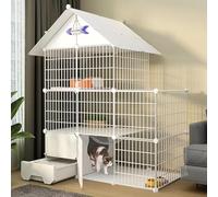 Gabbia per Gatti con Lettiera per Gatti, Box per Gatti, Gabbia per Gatti da Interno Grande con Lettiera Cortile per Esercizi All'aperto con Porta E Lettiera per Gatti Chius, Set B, 111 * 49 * 145CM-B