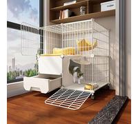 Gabbia per Gatti con Porte, cucce per Gatti da Interno, cucce per Gatti sicure e robuste, Il Fondo ha pulegge per Un Facile Movimento (Colore: Base, Dimensioni: 75 * 39 * 77 cm)