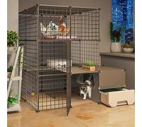 Gabbia per Gatti Cuccia per Gatti Recinto per Gatti All'aperto Box per Gatti Fai da Te Gabbie per Gatti Indoor Large con Lettiera Grande Posto per Esercizi Ideale per Gatti, 111 * 95 * 109cm b