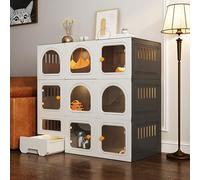 Gabbia per Gatti da Interno, Cassa per Gatti, Recinto per Animali Domestici, con Lettiera Estraibile per Gatti, Gabbia Chiusa per Gatti, con Porta per Gatti, Spazio Libero Extra Large, per 1-2 Gatti