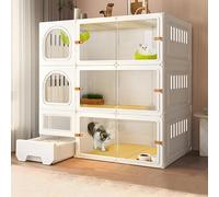 Gabbia per Gatti da Interno con Lettiera,Trasparente,per Gatti Villa per Gatti Interna a 3 Piani Gabbia per Gatti in Condominio Design Dello Spazio Multi-Livello,White-106 * 46 * 106