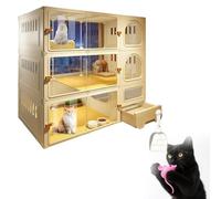 Gabbia per Gatti da Interno con Porta Trasparente Villa per Gatti Interna a 3 Piani Design dello Spazio Multi-Livello Recinzione Traspirante Adatta per 1-2 Gatti,White-106 * 46 * 106