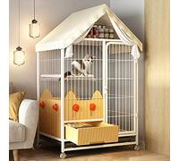 Gabbia per Gatti da Interno, Gabbia per Gatti, Cuccia per Gatti, con lettiera Estraibile, Scala per Gatti, Spazio di archiviazione nella Parte Superiore, Ruote nella Parte Inferiore, Support